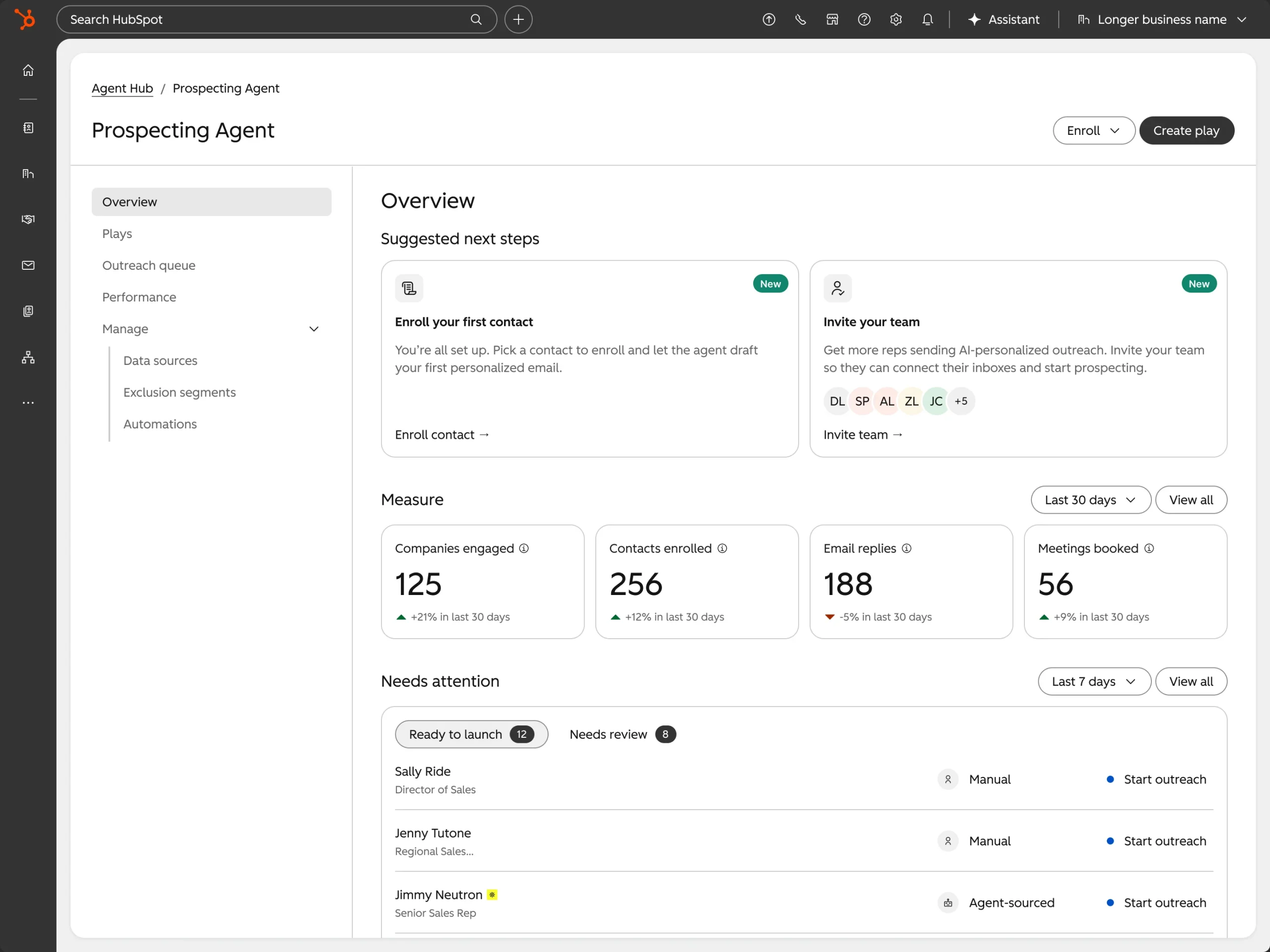 hubspot-prospecting-agent-dashbaord-screenshot